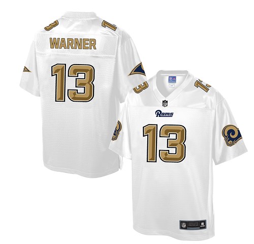 Men's Game Kurt Warner Nike Jersey White - #13 Pro Line Fashion NFL Los Angeles Rams